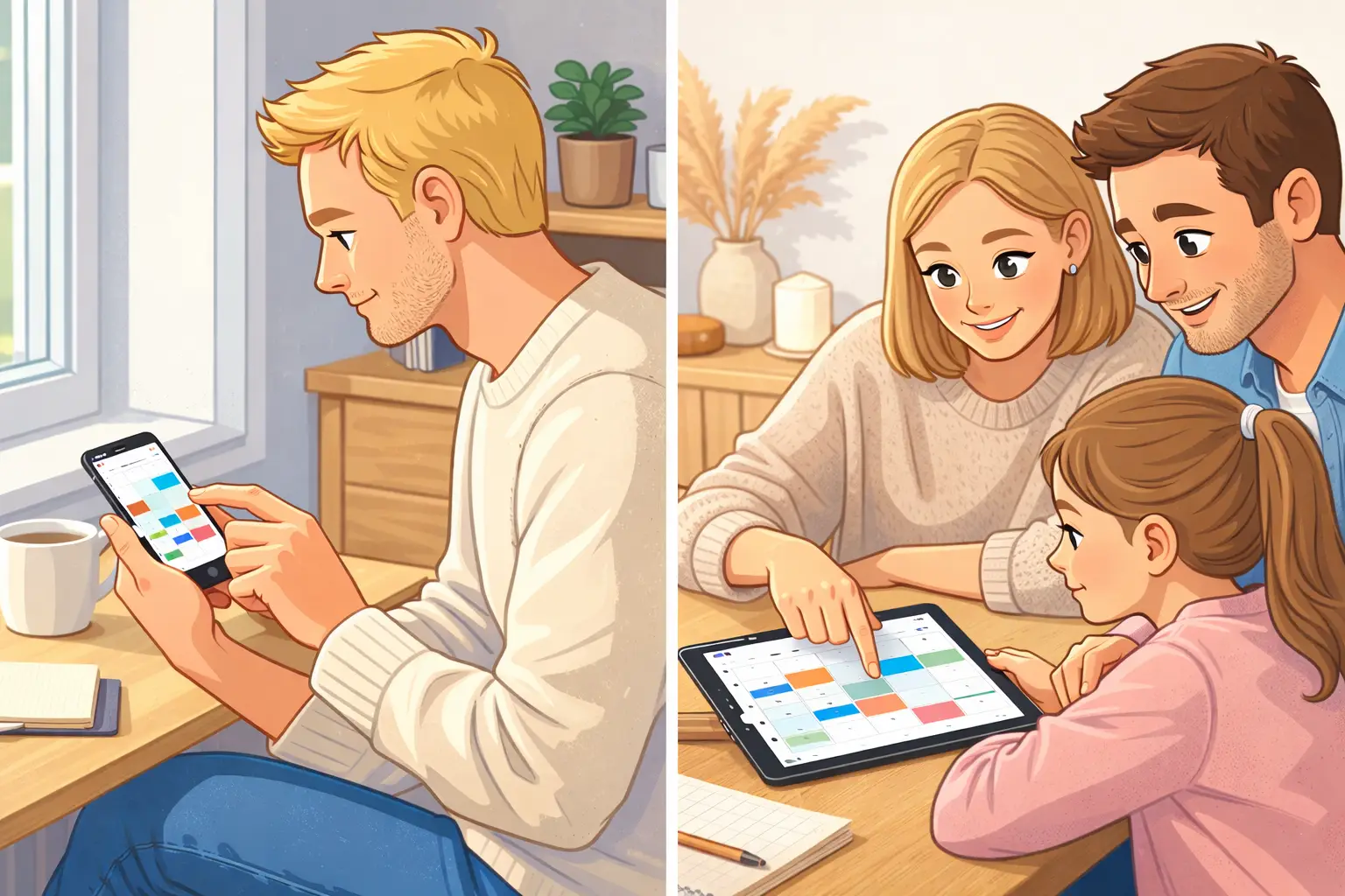 Digital Kalender for enkelt person, familie og venner